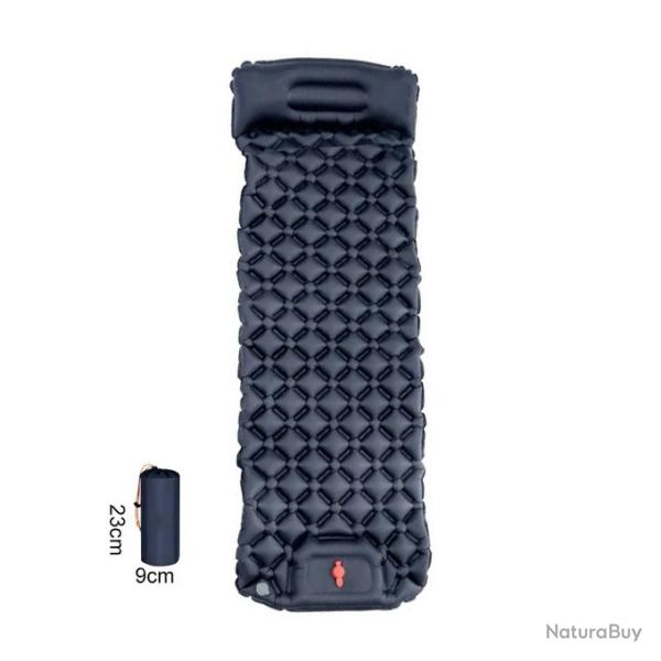 MATELAS GONFLABLE CAMPING AVEC OREILLER + POMPE INT�GR�S BLEU MARINE - LIVRAISON GRATUITE