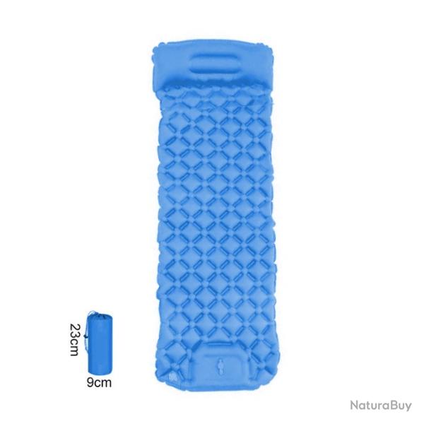 MATELAS GONFLABLE CAMPING AVEC OREILLER + POMPE INT�GR�S BLEU - LIVRAISON GRATUITE