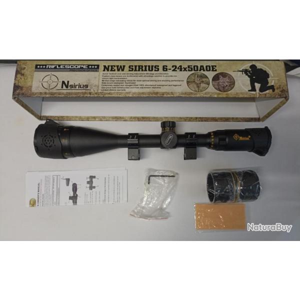Vend lunette  NEW NSIRIUS 6-24X50 AOE avec pieds pour Rail 20mm