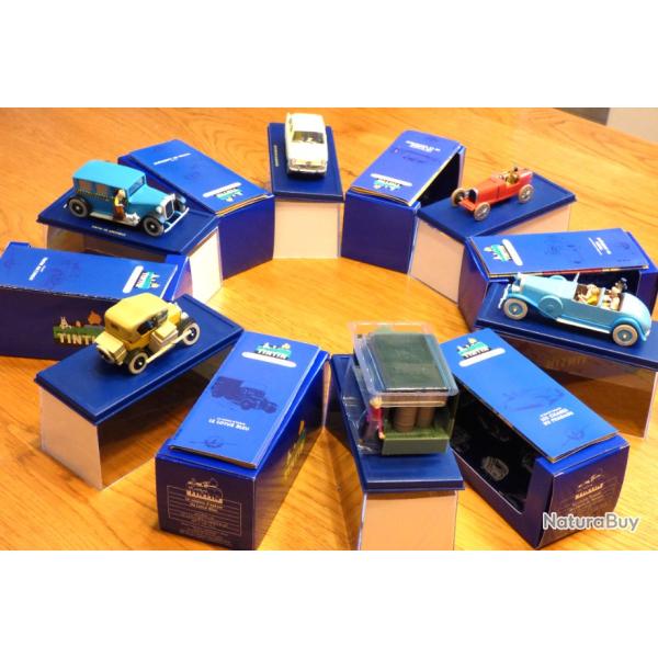 SPLENDIDE LOT DE VOITURES TINTIN = 6 MODELES MINIATURES DIVERSES AU 1/43�me - OCCASION COMME NEUVES
