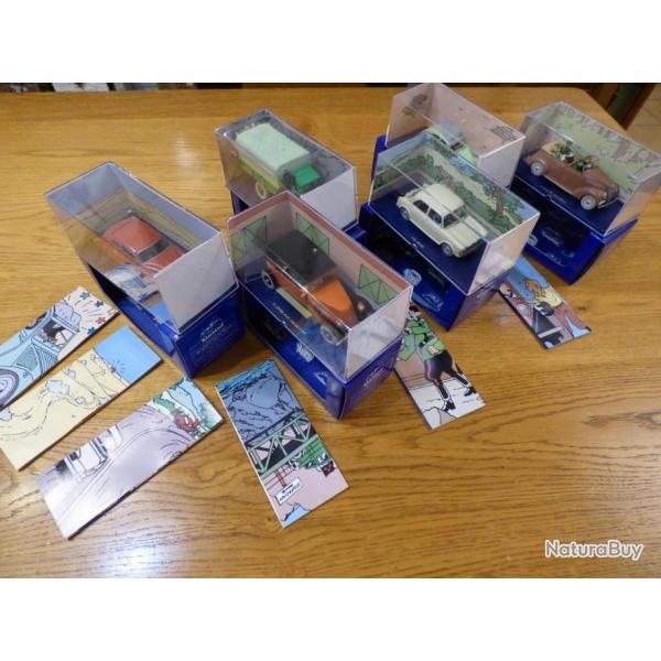 MAGNIFIQUE LOT DE 6 VOITURES TINTIN = 6 MODELES DIFFERENDS - 1/43me - EN OCCASION COMME NEUVES