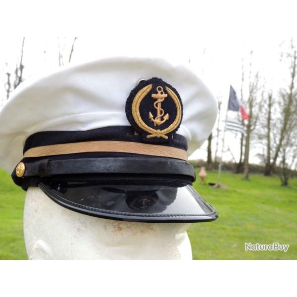 MARINE NATIONALE  : ANCIENNE CASQUETTE FABRICATION U.S.A. BANCROFT  + 2 COIFFES BLANCHES
