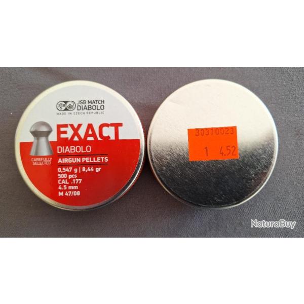 Plombs JSB EXACT DIABOLO 4.5mm 8.44gr par 500