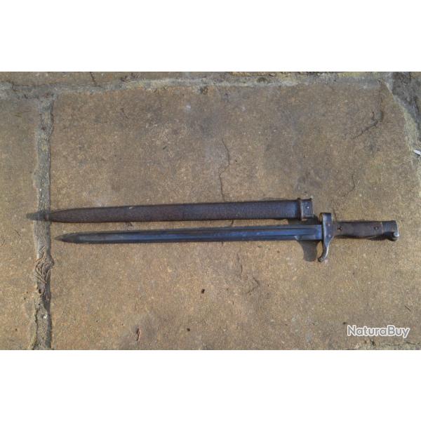 Ba�onnette Berthier mod�le 1892 + fourreau avec �clat - 14-18 1GM