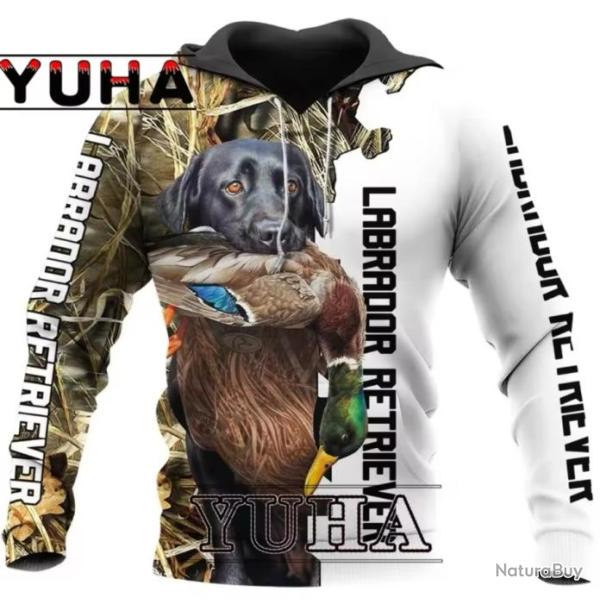 Sweat Floquer 3D  - chasse canard  motif aux choix sur demande Livraison Gratuite. A4