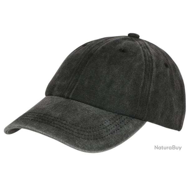 Casquette Baseball Noire en Coton Delave Retro Fliep Taille unique Noir