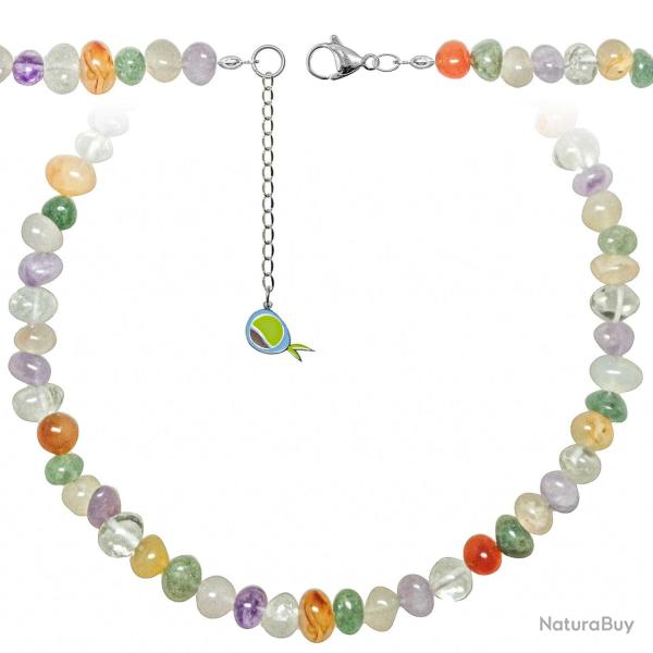 Collier en pierres naturelles mixtes - Perles roul�es 8 � 12 mm - 38 cm