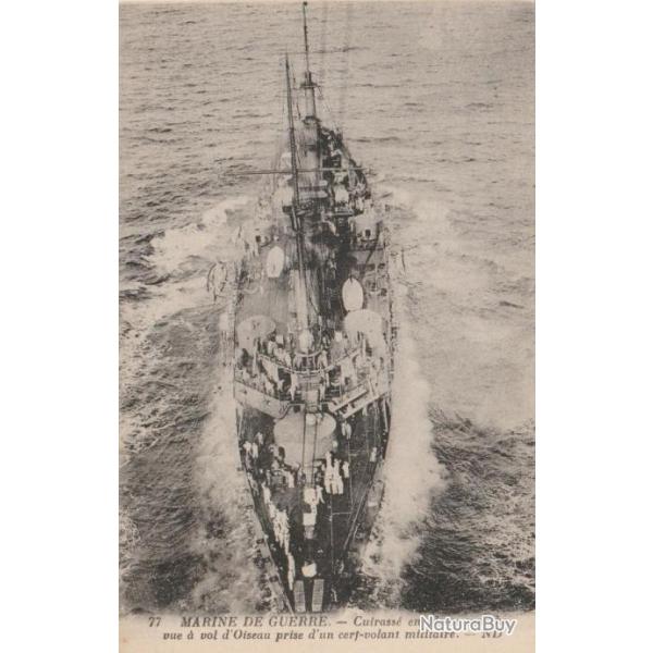 CPA - Marine de GUERRE - Cuirass� en pleine marche vue � vol d'oiseau, prise d'un cerf volant- N�126