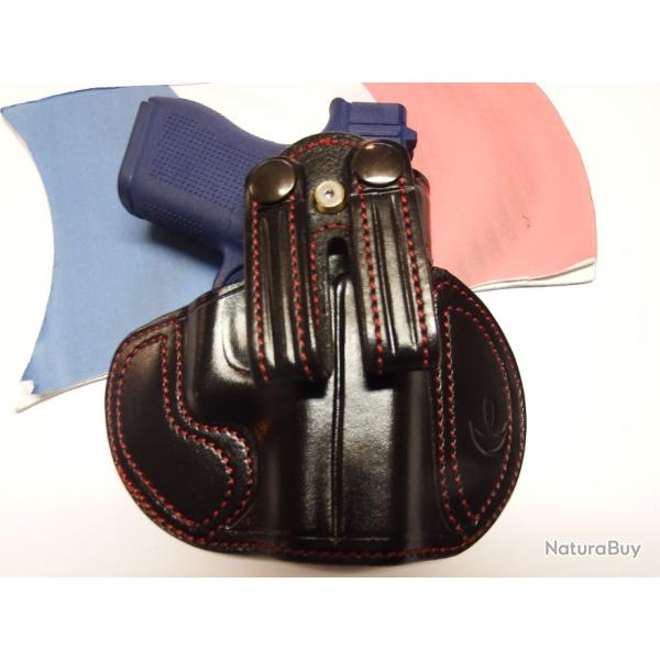 ETUI CUIR port INSIDE "FLAP BEST WAY" pour GLOCK (entreprise artisanale fran�aise)