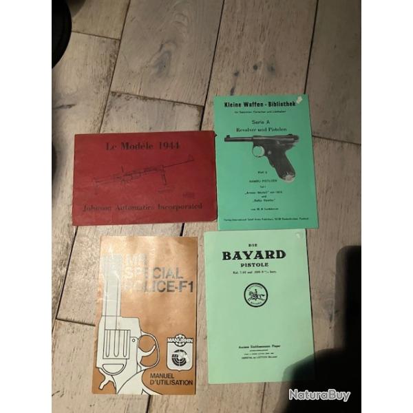 Lot de 4 revues sur 3 pistolets XXe et Fusil Automatique Johnson