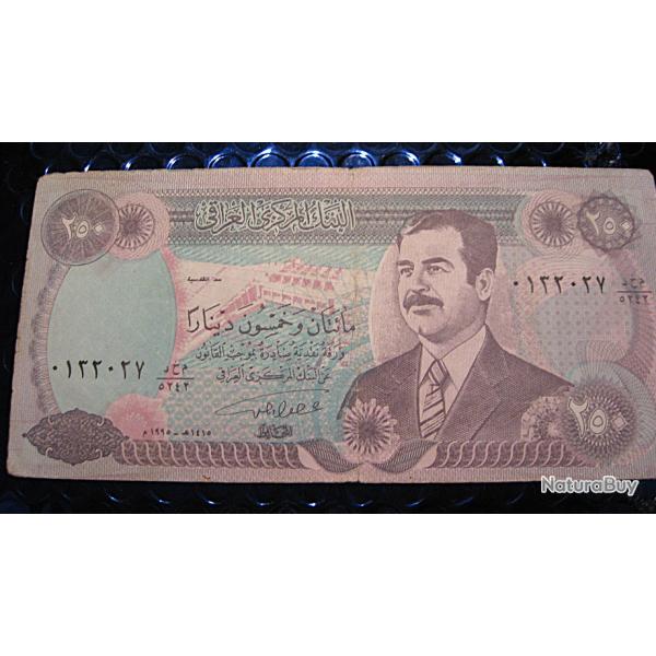 Irak billet de 250 dinars de 1995  bon �tat (Saddam Hussen)