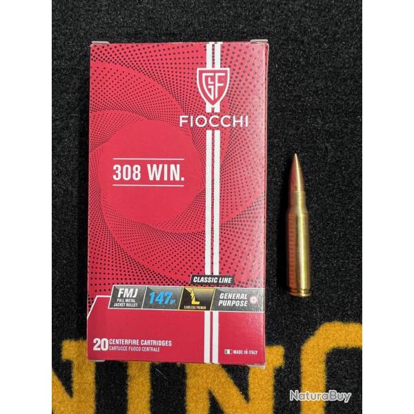 Fiocchi 308 win FMJ 147 grs (x20)