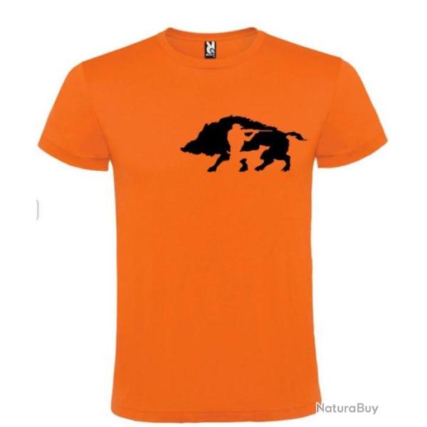 T-shirt sanglier 100 % coton motif sanglier votre t-shirt chasse sp�ciale battue Personnaliser
