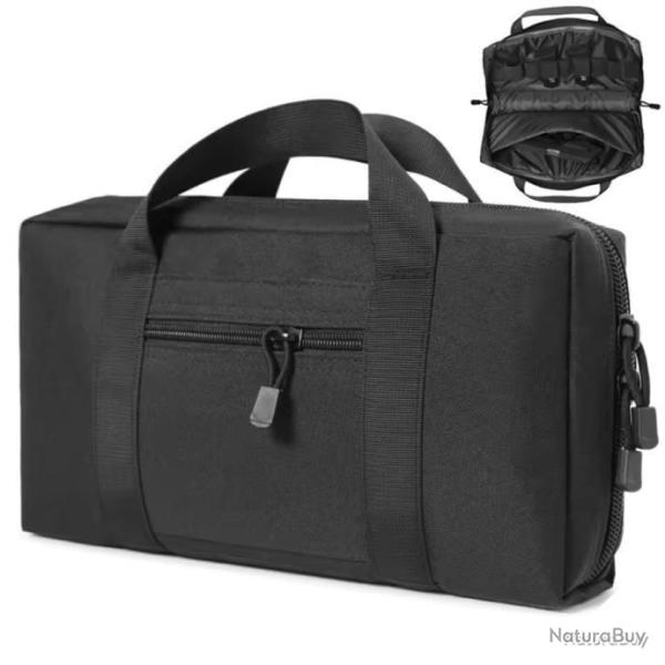 SACOCHE DE TRANSPORT DISCR�TE POUR 2 ARMES DE POING + 7 CHARGEURS - NOIR - LIVRAISON GRATUITE