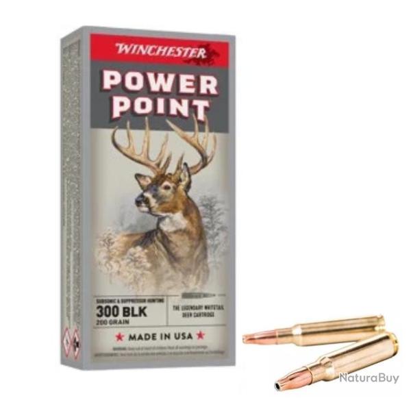 MUNITIONS WINCHESTER CALIBRE 300 BLK POWER POINT SUBSONIC 200gr - 13g x20