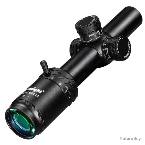 Lunette Vis�e 1.2-7x24 FFP R�ticule Rouge +Colliers Rail 20mm Carabine AR15 Fusil Airsoft Bestsight