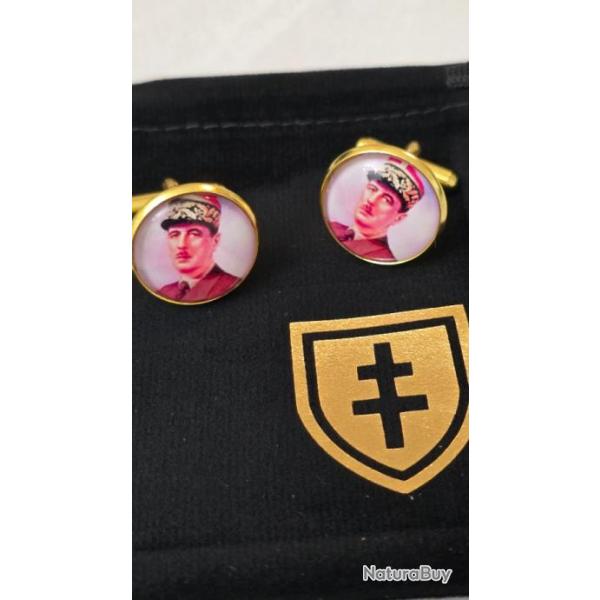 Boutons de manchette dors General de Gaulle