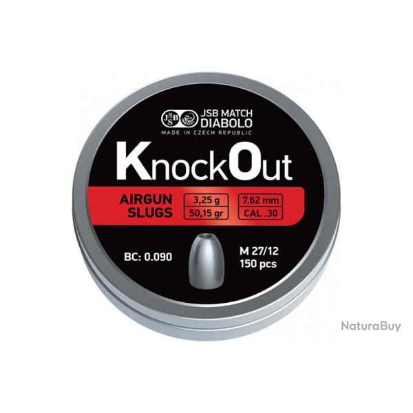 150 Plombs KO Slugs 7,62 mm JSB
