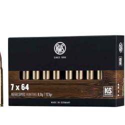 Cartouches RWS 7x64 KEGELSPITZ HUNTING - 8,0g / 123gr - X20