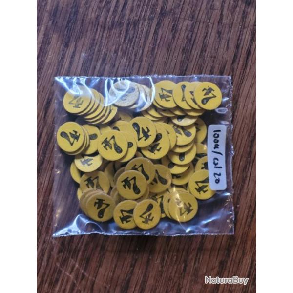 100 Cartons jaune de fermeture n�4, cal 20