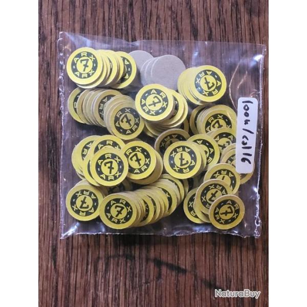 100 Cartons jaunes de fermeture n�7 ARX, cal 16