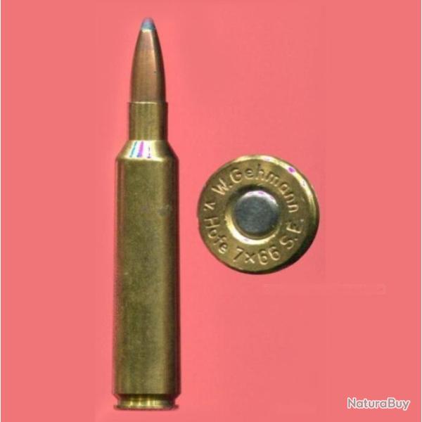 7 x 66 vom HOFE Super Express - balle cuivre pointe plomb - marquage : W. Gehmann v. Hofe 7x66 S.E.