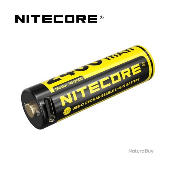 Pack de 4 batteries AA Nitecore NH2400 - 2400mAh 1.5V rechargeable en USB-C