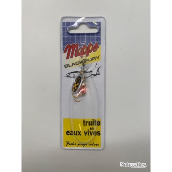 Cuill�re tournante Mepps black fury taille 1 3,5g noir points jaunes