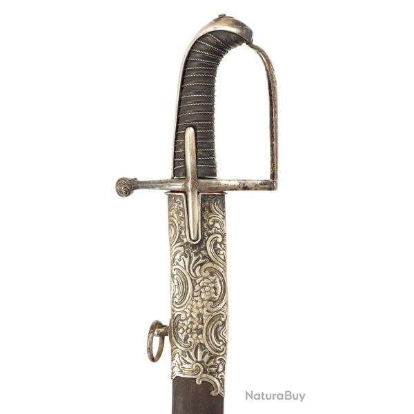 SABRE DE HUSSARD EN LAITON ARGENT DU GENERAL DE ROSSI REGIMENT ROYAL CORSE - FRANCE FIN XVIII Coll
