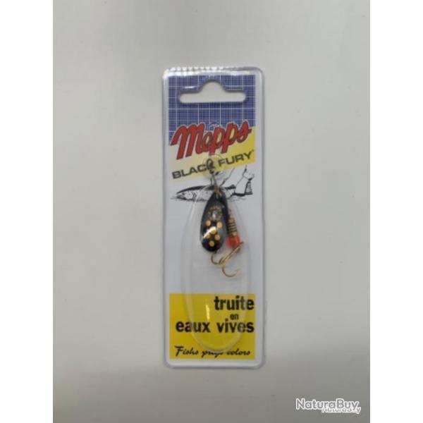 Cuill�re tournante Mepps black fury taille 2 4,5g noir points jaunes