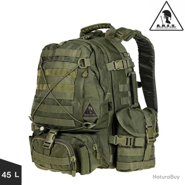 Sac a dos Cougar 45L, Ares, cl : Vert arm�e (sur-sac pluie inclus)
