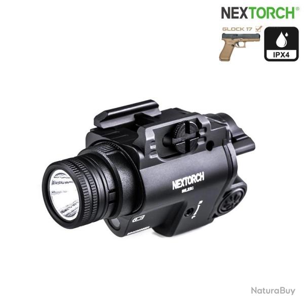 Lampe avec pointeur laser rouge pour arme de poing WL23, 1300 lumens, Nextorch