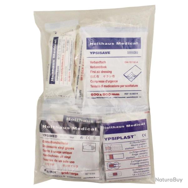 Recharge pour Trousse de 1er Secours, HOLTHAUS, 27 pi�ces (instructions FR - DL 2030)