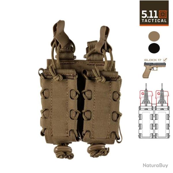 Porte-Chargeurs (� �lastique) Double 9mm 5.11, couleur noir ou coyote Coyote