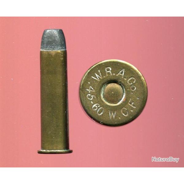 .45-60 WCF RARE authentique - marquage : WRACo 45-60 WCF - balle plomb - �tui 47.6 mm - black powder