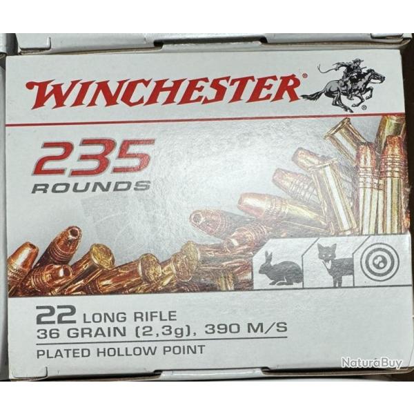 OFFRE 22LR Winchester SUPER X 36 gr LHP Copper Plated Boite de 235 1 boite