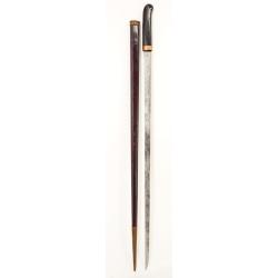 CANNE SABRE D'OFFICIER DEMI SOLDE 110CM LAME PLATE DROITE 86CM - FRANCE XIX&egrave; Bon Collection France X