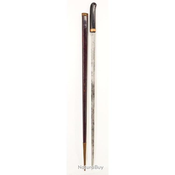 CANNE SABRE D'OFFICIER DEMI SOLDE 110CM LAME PLATE DROITE 86CM - FRANCE XIX Bon  Collection France 