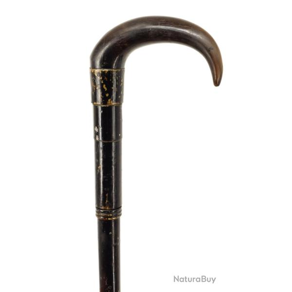 SOLIDE CANNE FUSIL TYPE DUMONTHIER CULASSE CHASSEPOT CALIBRE 12MM POIGNEE CORNE BOVINE - FRANCE XIX�