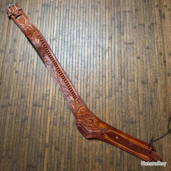 TR�S BEAU CEINTURON CUIR JOLIMENT TRAVAILL� CARTOUCHI�RE 22 LR FABRICATION MEXICO