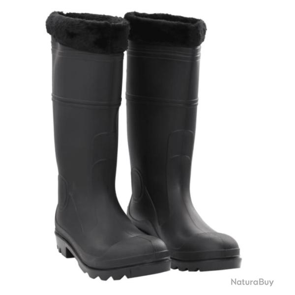 Bottes de Pluie avec Chaussettes Amovibles - Noires - Taille 38 � 46 - Imperm�ables & Chaudes