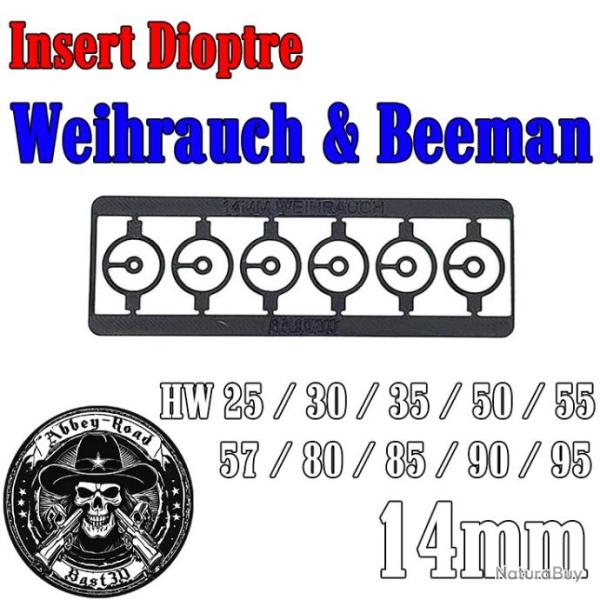 6 Insert dioptre Weihrauch et Beeman 14mm - Rond - Bast3d