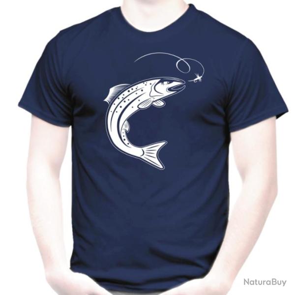T-SHIRT - P�CHE A LA TRUITE - La noy�e d'ouverture Mouche Leurres P�che en s�che Nymphe P�che � vue