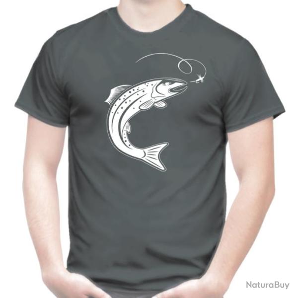 T-SHIRT - P�CHE A LA TRUITE - Mouche La noy�e d'ouverture Leurres P�che en s�che Nymphe P�che � vue