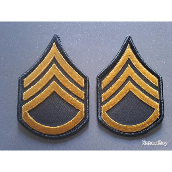 X2 PATCH GRADES GALONS CHEVRONS troupe US ARMY STAFF SERGEANT VIETNAM COREE