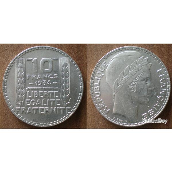 France 10 Francs 1934 Argent Piece Turin Franc