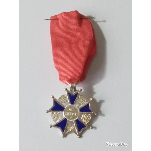 M�daille au m�rite scolaire avec ruban , �mail bleu