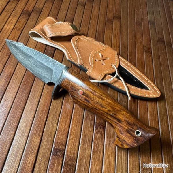 COUTEAU - POIGNARD DAMAS 290 COUCHES FORG� MAINS �TUIS CUIR