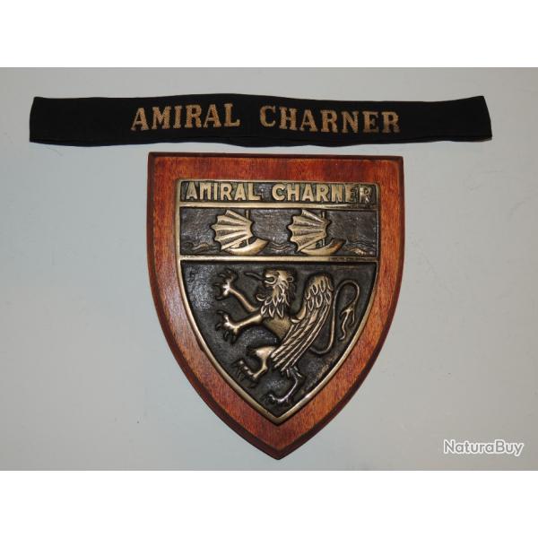 AMIRAL CHARNER - AVISO ESCORTEUR - BELLE TAPE DE BOUCHE  + RUBAN BACHI