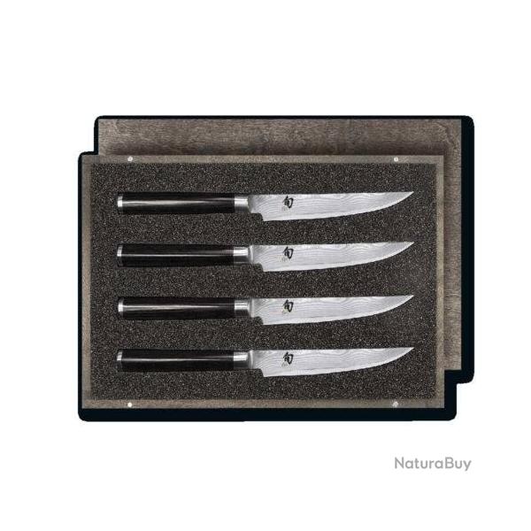 Coffret de 4 Couteaux � Steak Japonais KAI Shun Classic DMS-400 - Lame Damas VG-MAX 12 cm